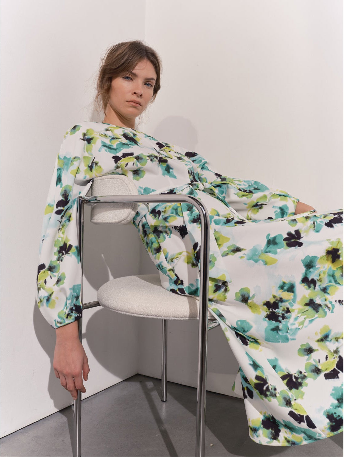 Maeve Batwing Printed Dress - Green Floral