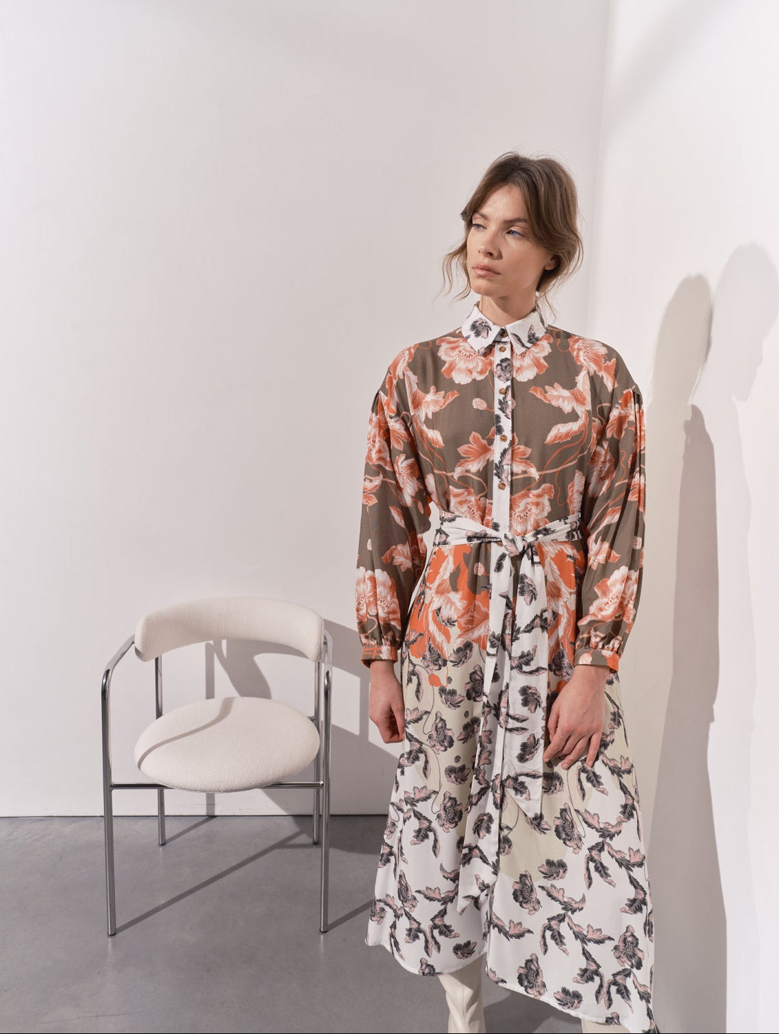 Giselle High Low Hem Shirt Dress - Multi Print