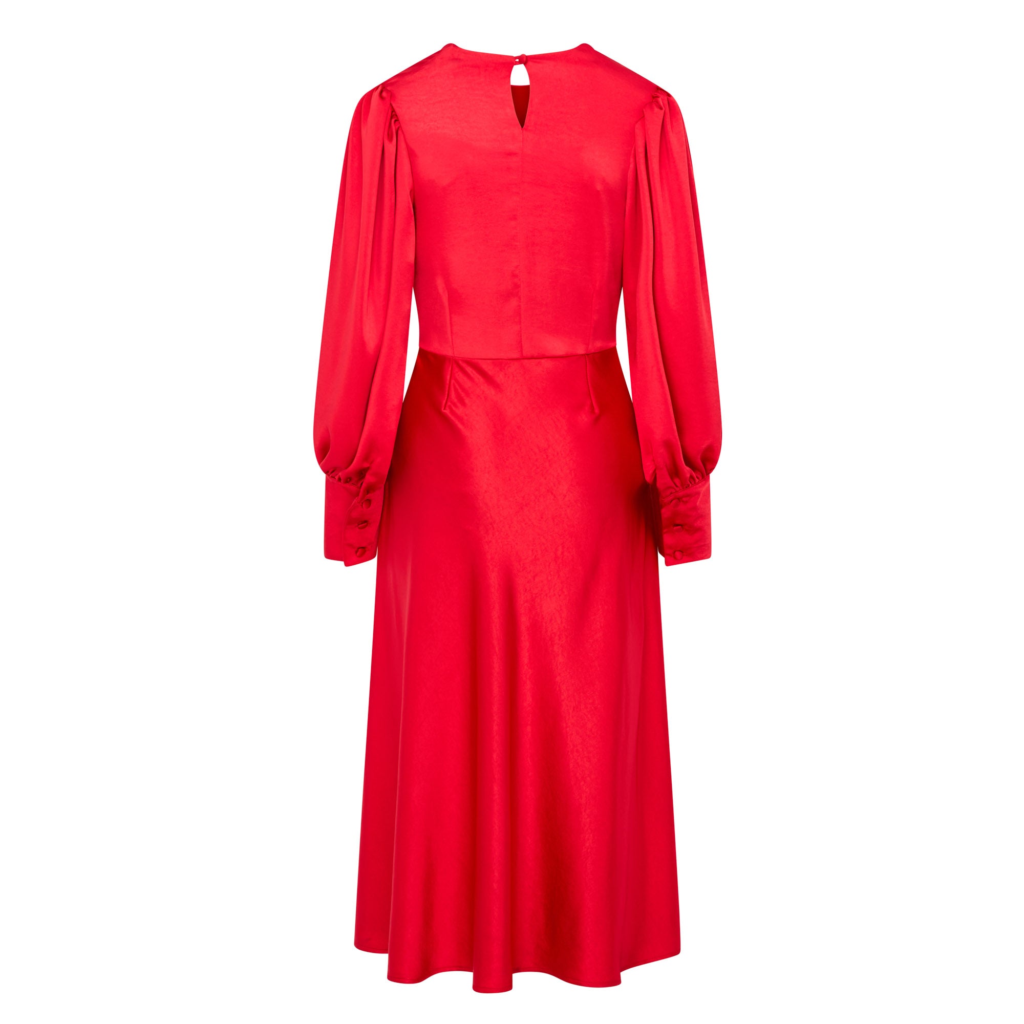 Sadie Cowl Neck Midi Dress - Red