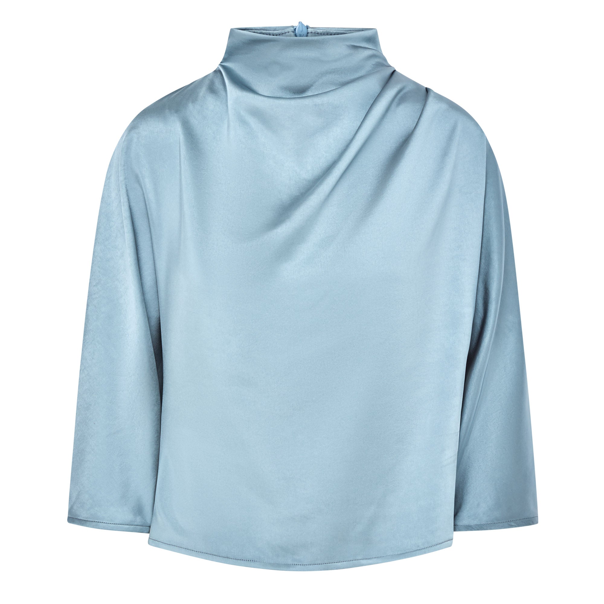 Celeste Cowl Satin Top - Light Blue