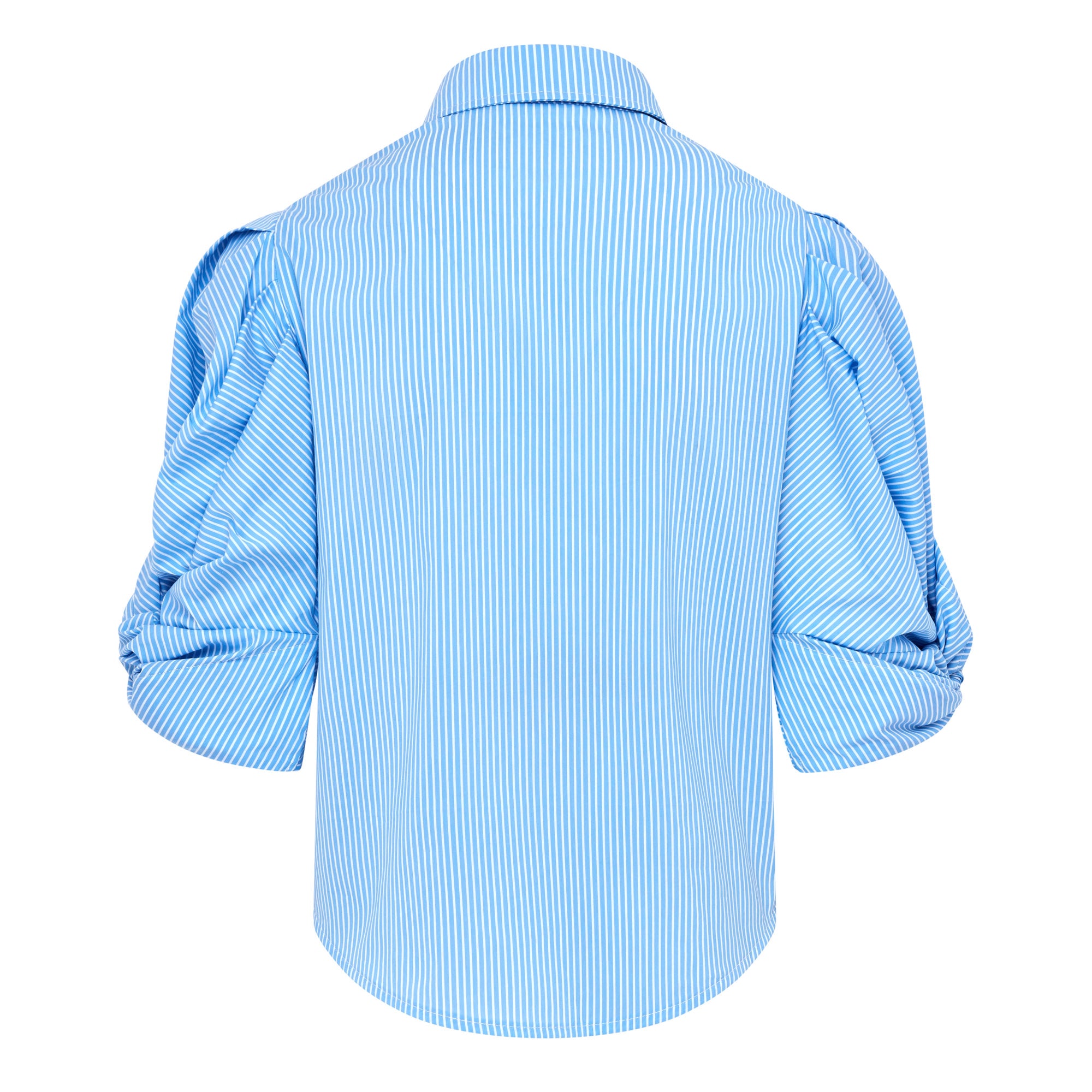 Ellery Knot Sleeve Tie Front Shirt - Blue & White Pin Stripe