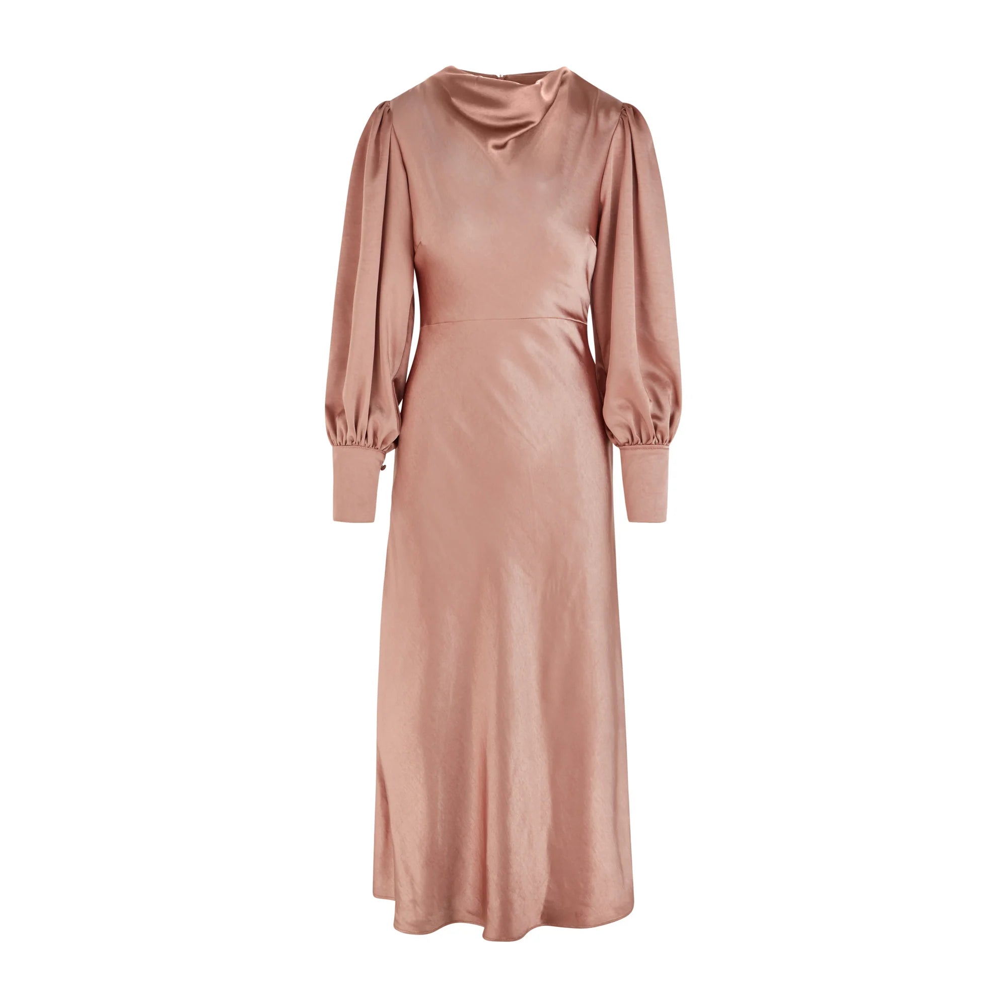 Sadie Cowl Neck Midi Dress - Blush