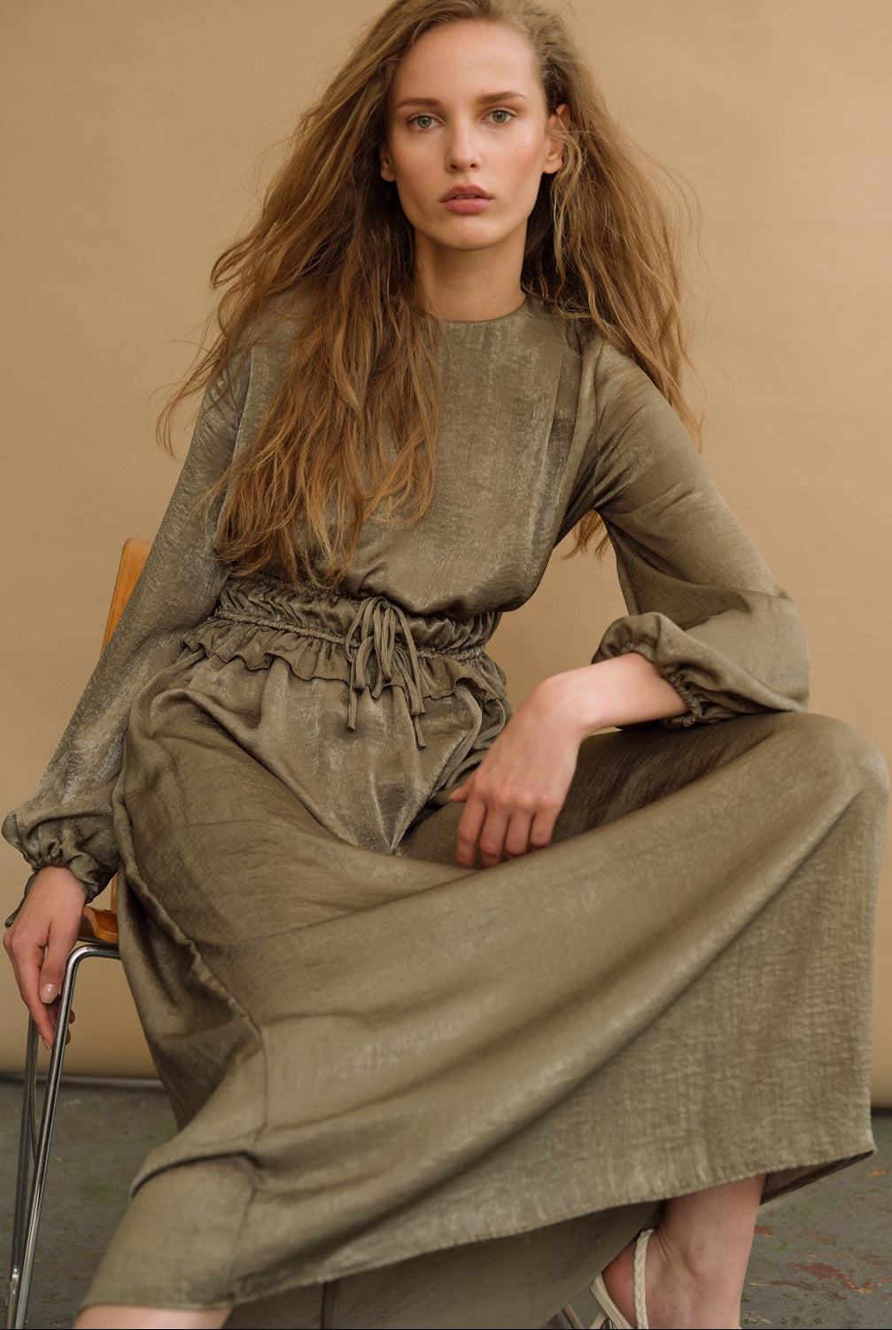 Dahlia Long Dress - Khaki Green