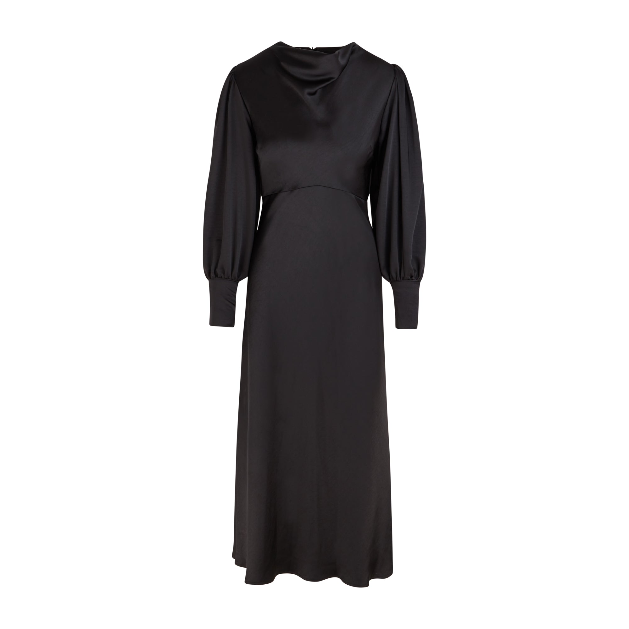 Sadie Cowl Neck Midi Dress - Black