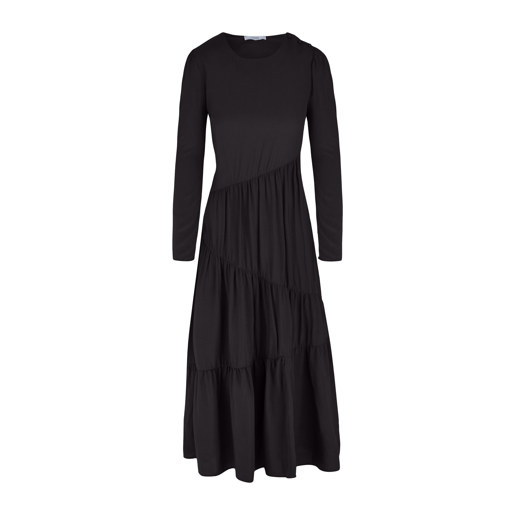 Petra Long Tiered Dress - Black