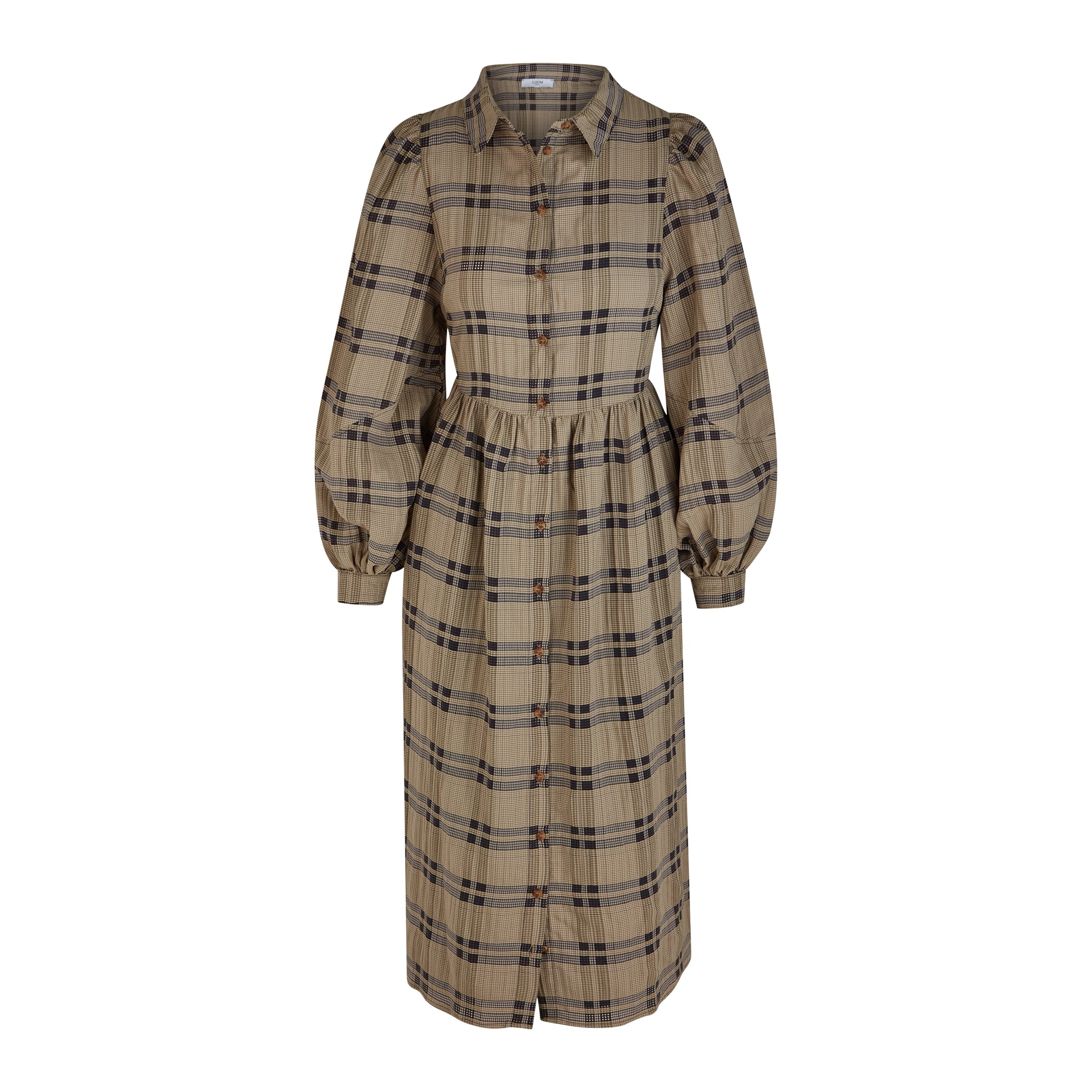 Nora Check Midi Shirt Dress - Brown & Black