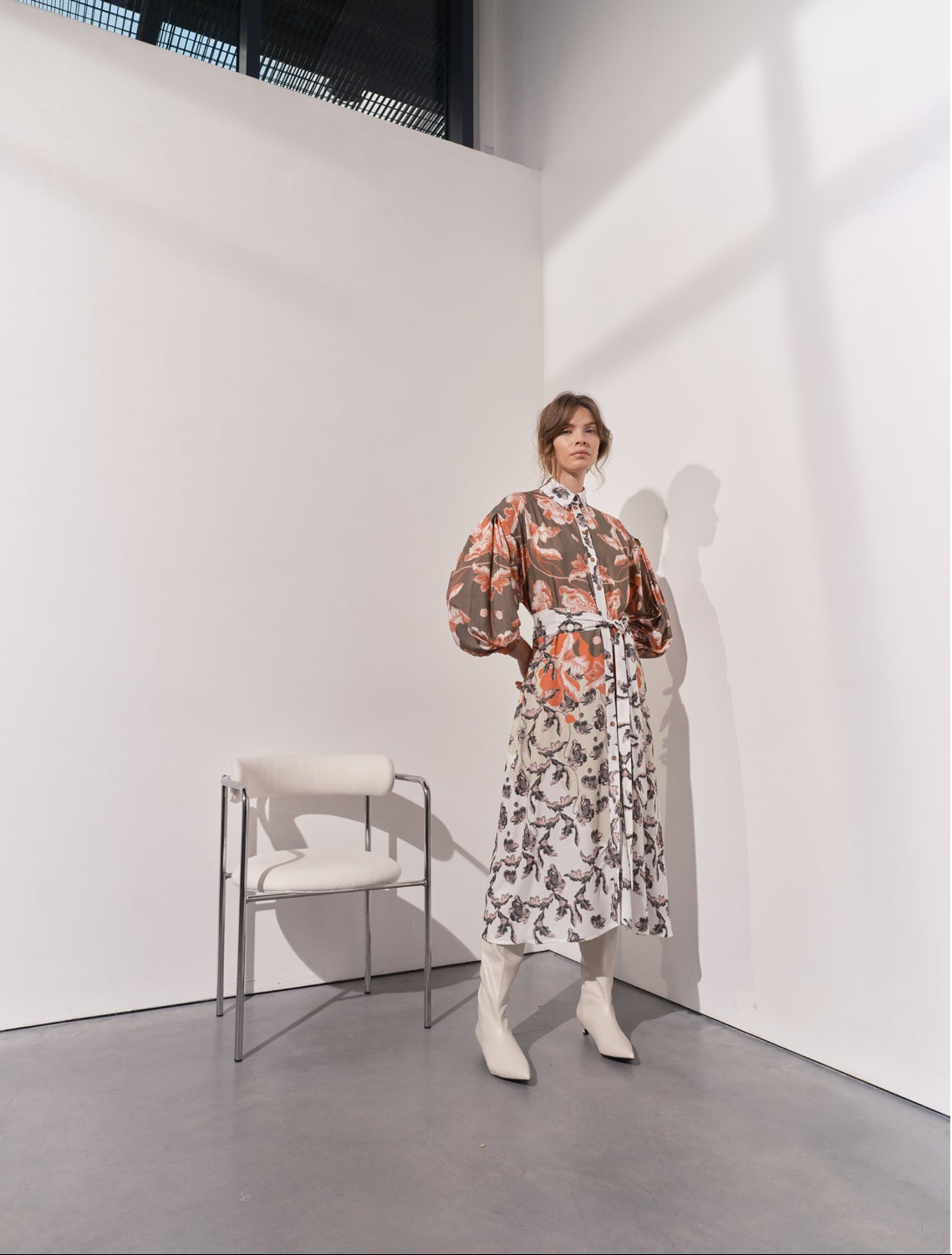 Giselle High Low Hem Shirt Dress - Multi Print