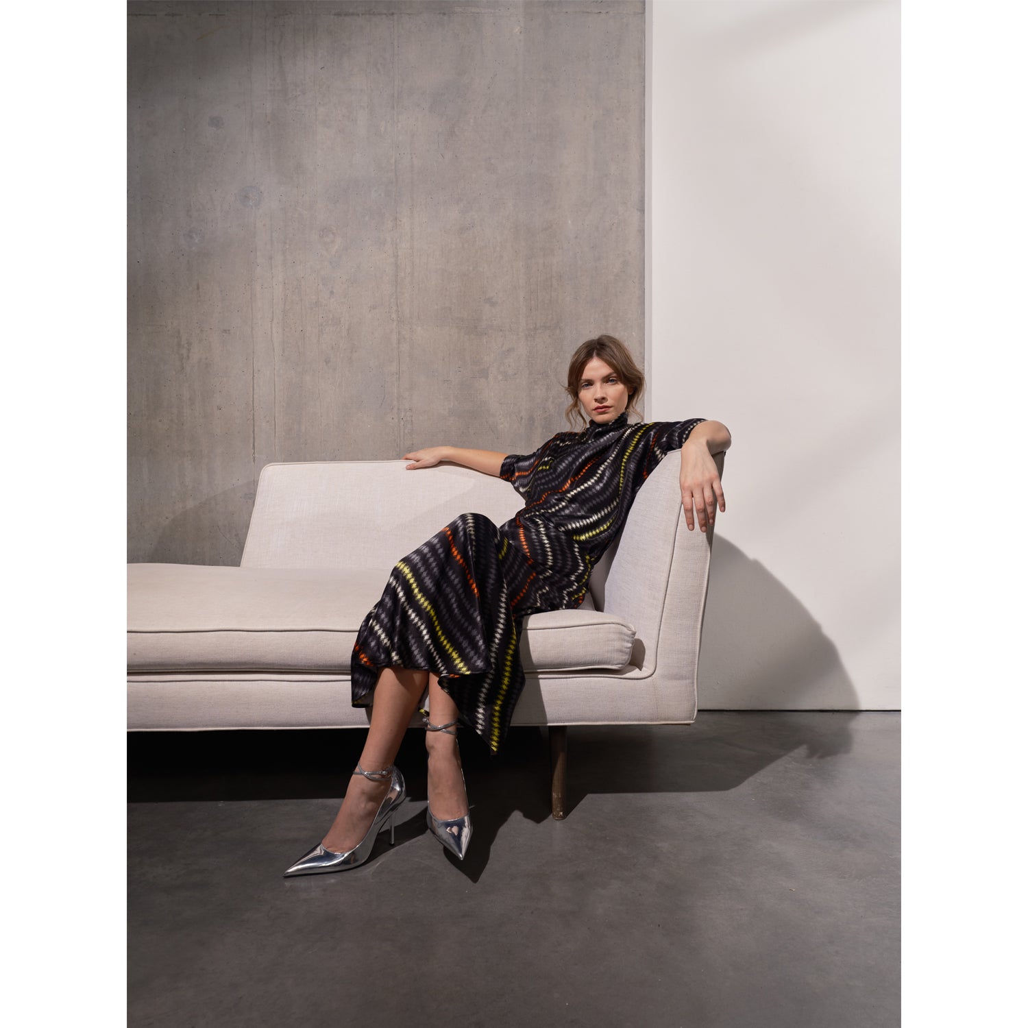 Celeste Bias Cut Satin Skirt - Navy Diamond
