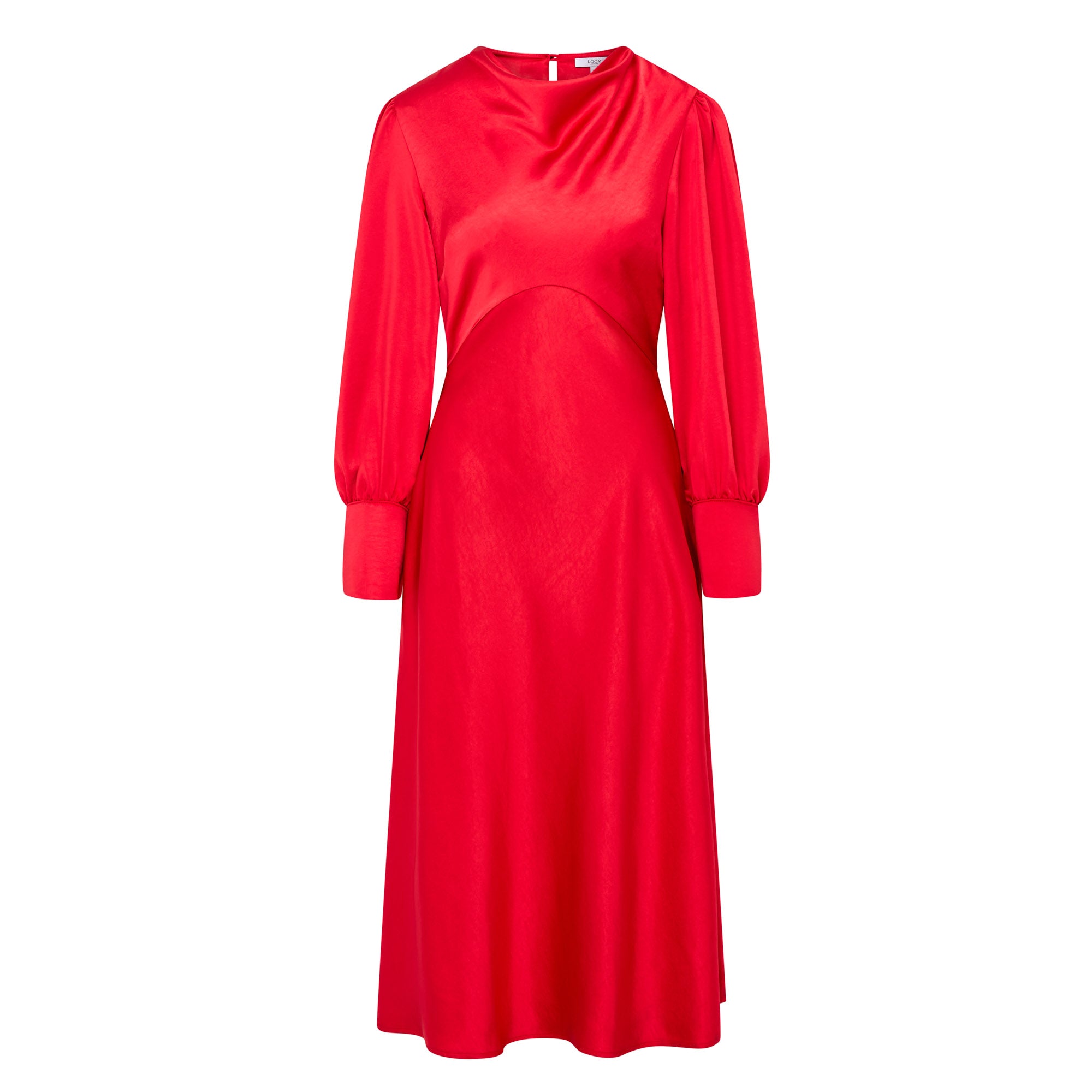 Sadie Cowl Neck Midi Dress - Red
