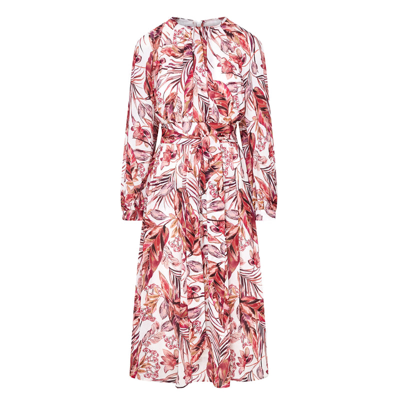 Rosalie Red & White Print Raglan Sleeve Dress