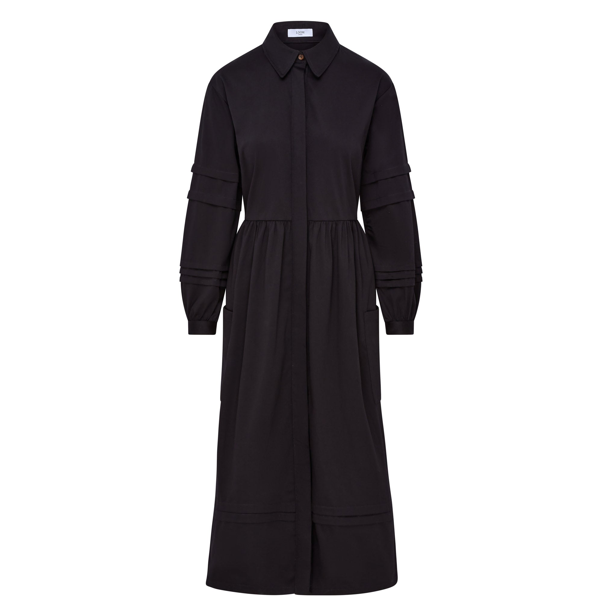 Isla Pleat Detail Dress - Black