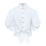 Ellery Knot Sleeve Tie Front Shirt White