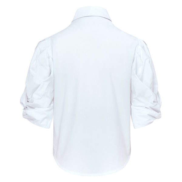 Ellery Knot Sleeve Tie Front Shirt White