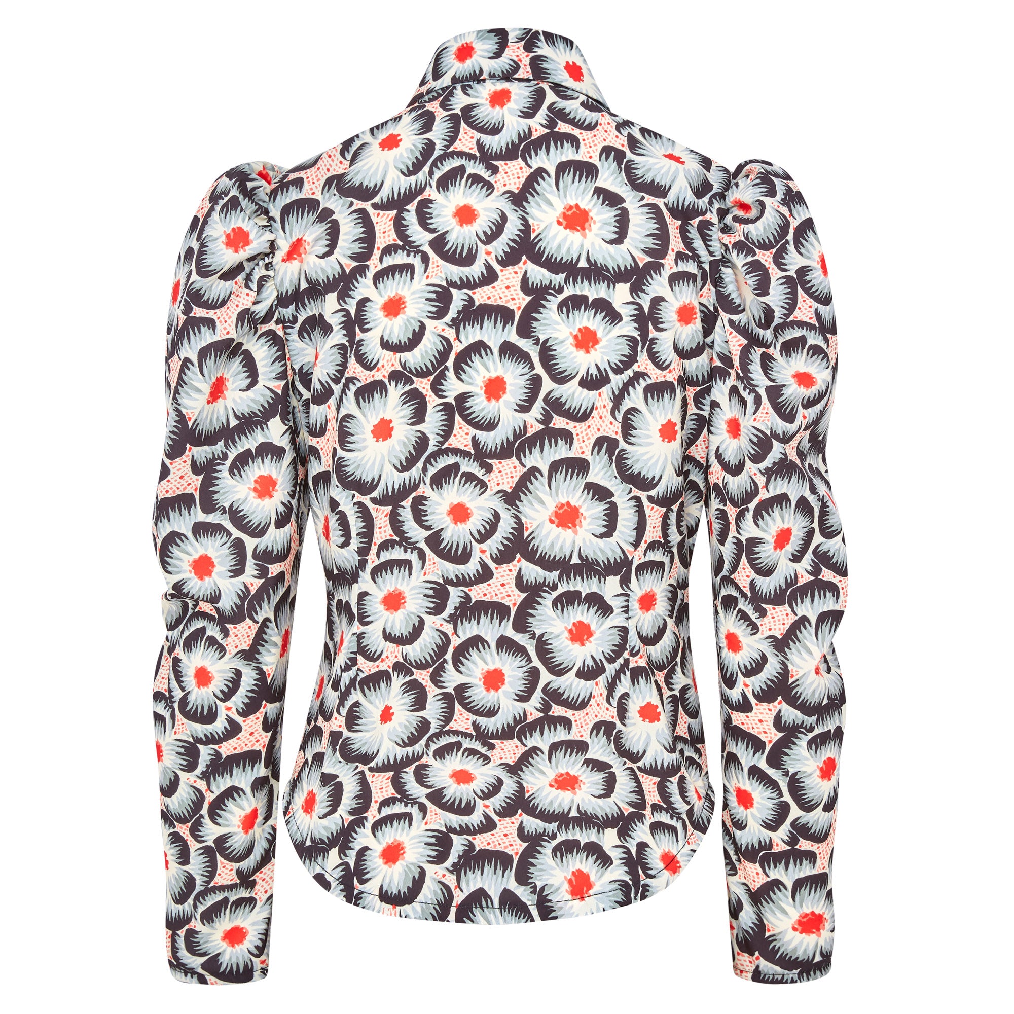 Clara Pleat Shoulder Shirt - Red Black Print