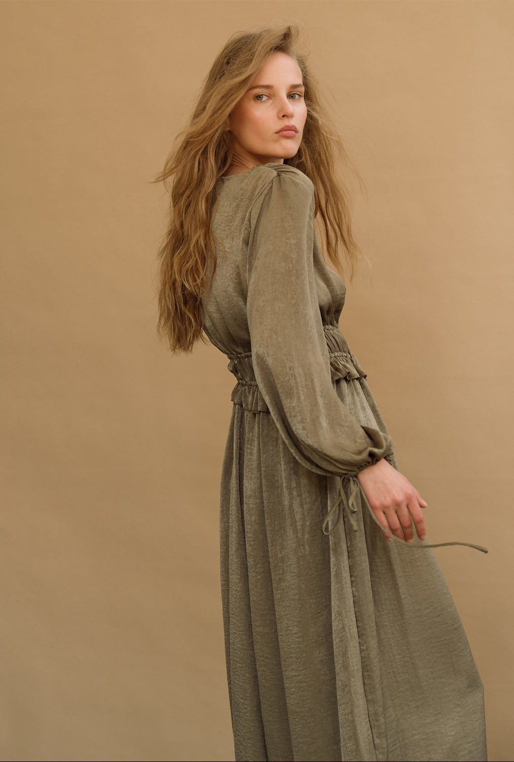Dahlia Long Dress - Khaki Green