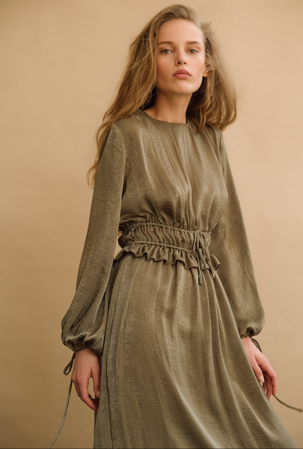 Dahlia Long Dress - Khaki Green