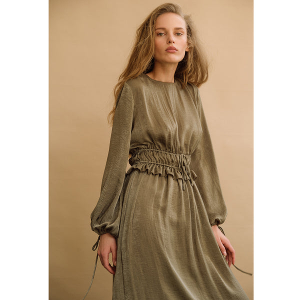 Dahlia Khaki Green Long Dress
