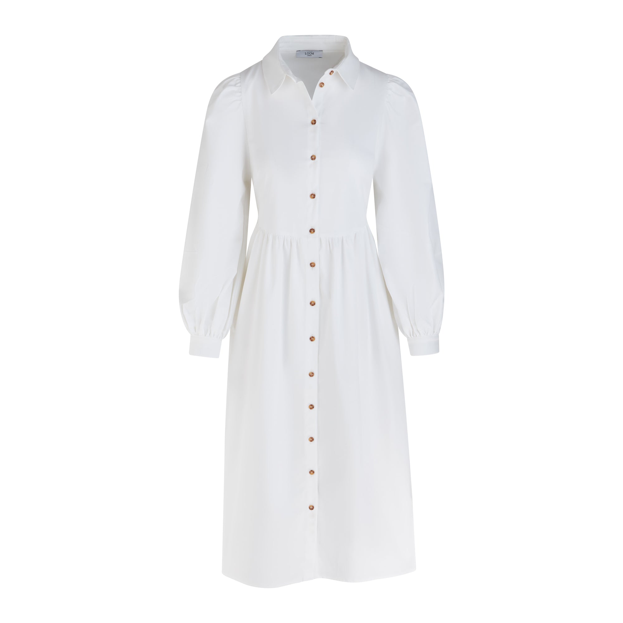 Nora Midi Shirt Dress - White