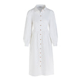 Nora White Midi Shirt Dress