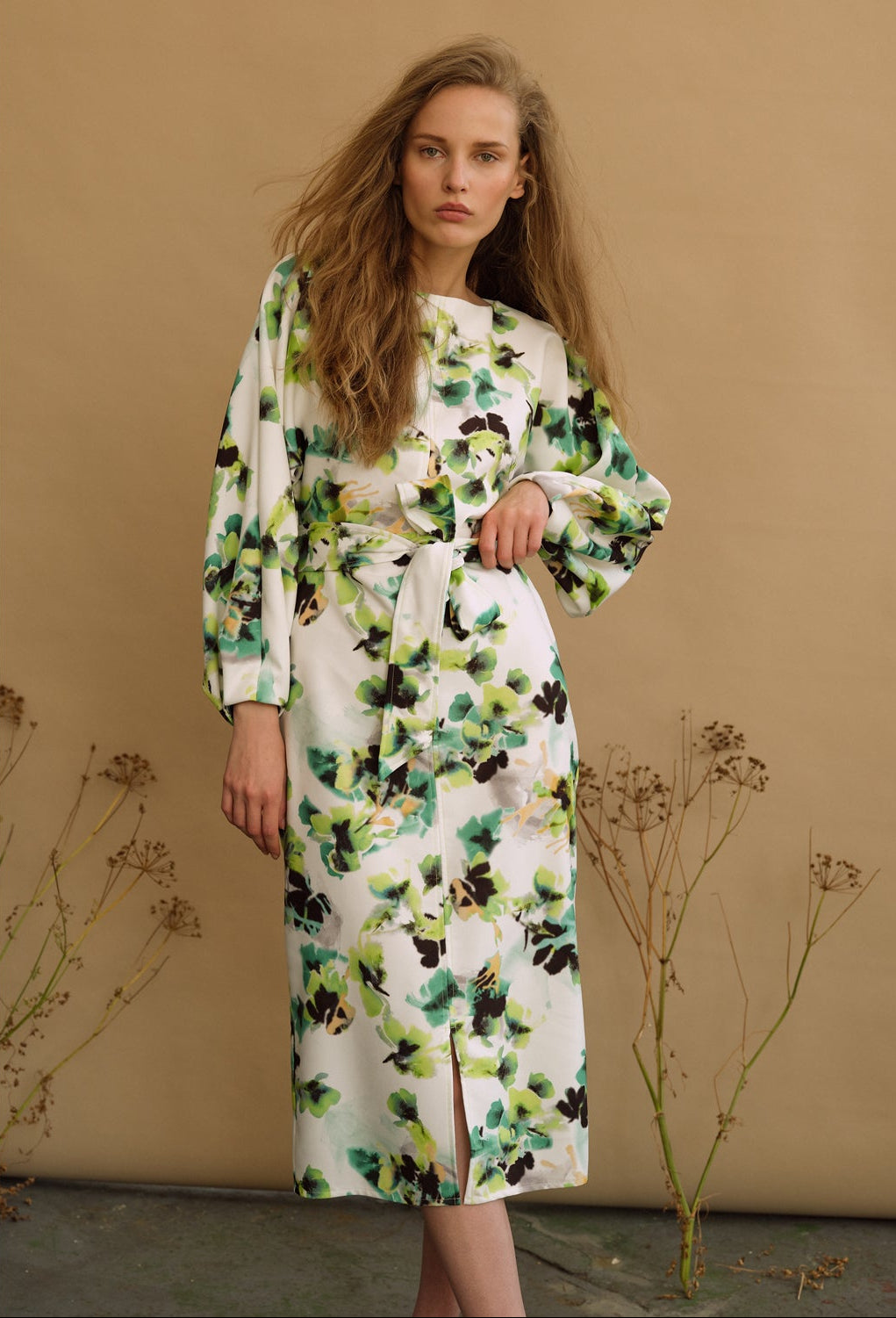 Maeve Floral Midi Dress - Green
