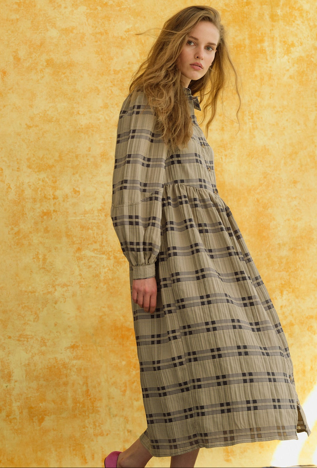 Nora Check Midi Shirt Dress - Brown & Black
